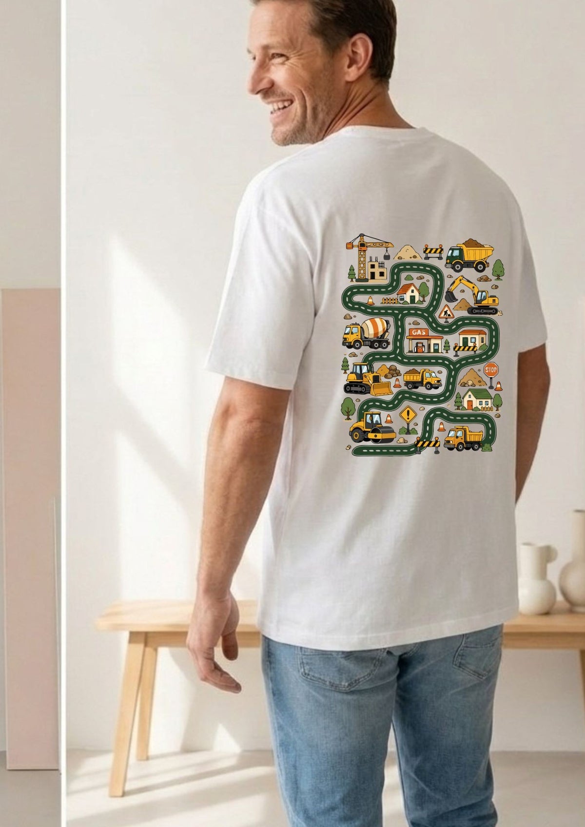 Black Giraffe Brand Dad of the Year Race Track Oversized T-Shirt, photo 3