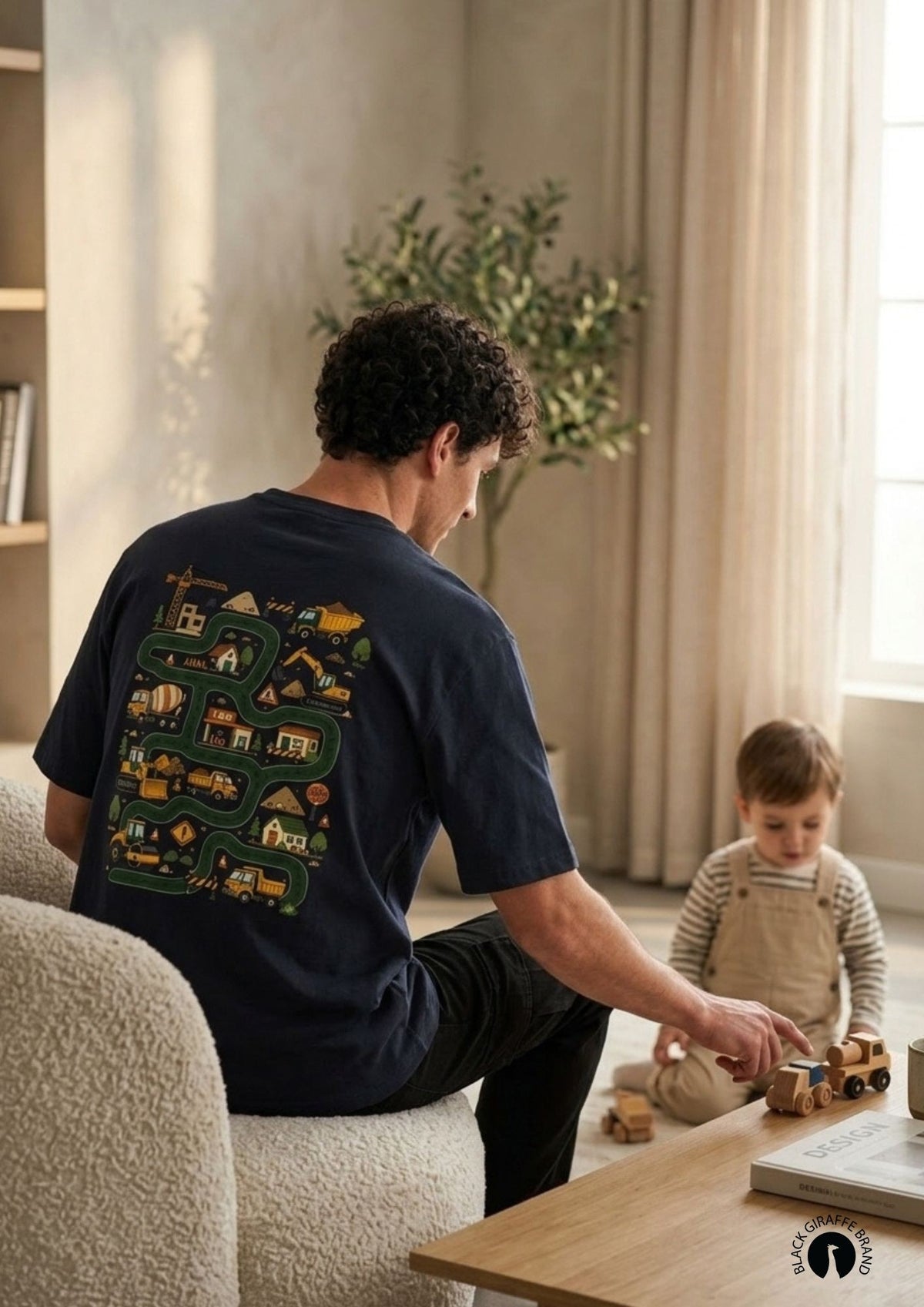 Black Giraffe Brand Dad of the Year Race Track Oversized T-Shirt, photo 8