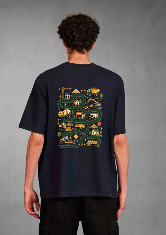 Black Giraffe Brand Dad of the Year Race Track Oversized T-Shirt