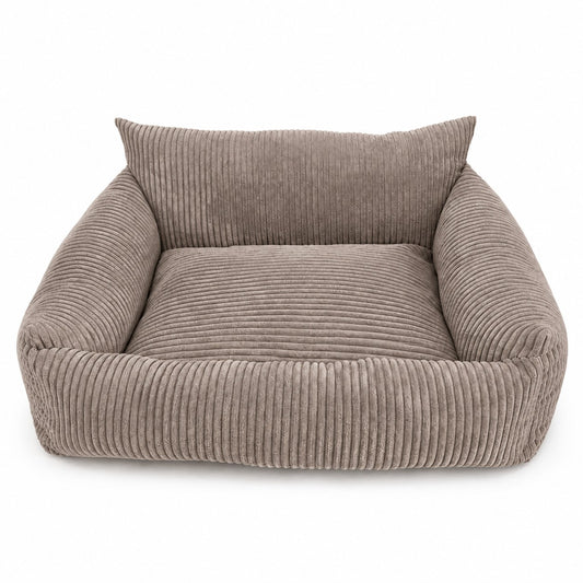 Lodie Corduroy Dog Sofa with Removable Cover – Hazelnut Taupe, S